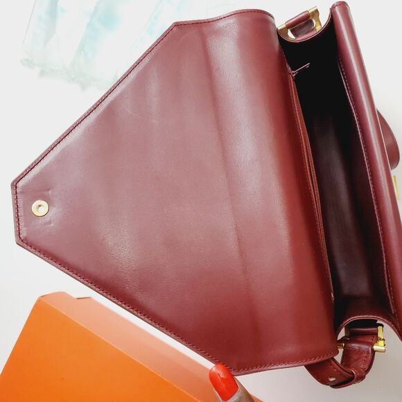 Cartier Bordeaux Shoulder Bag Double Flap Leather - Picture 13 of 16